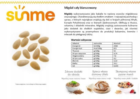 Migdały całe blanszowane 1 kg Migdały całe blanszowane 1 kg