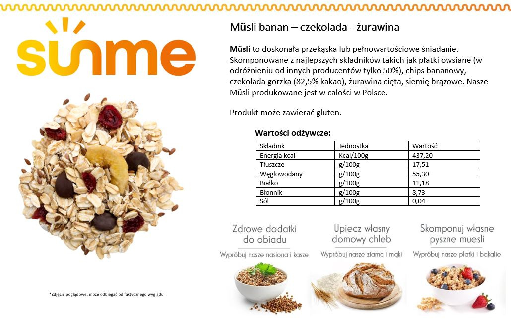 Musli banan-czekolada-żurawina 1 kg Musli banan-czekolada-żurawina 1 kg