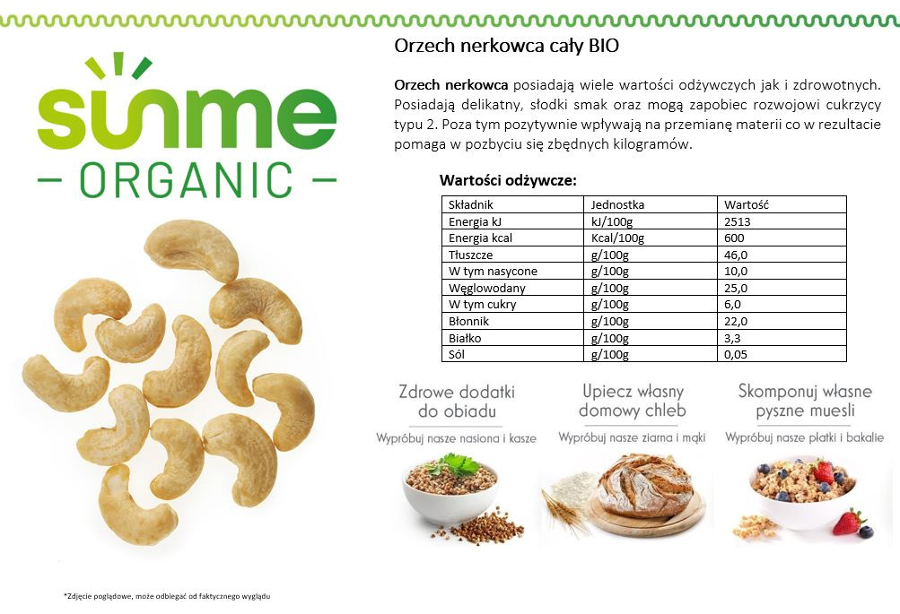 Orzechy nerkowca całe BIO 0,5 kg Orzechy nerkowca całe BIO 0,5 kg