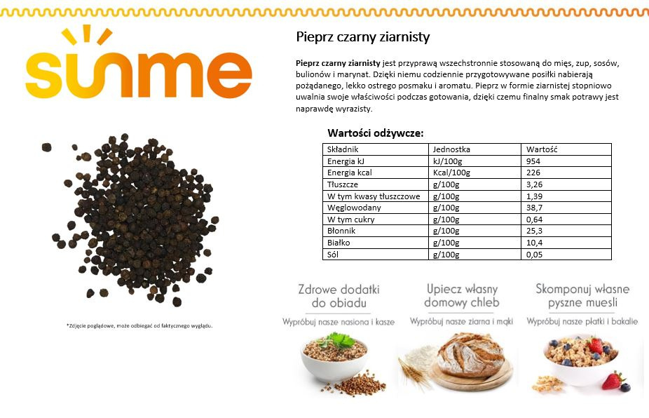 Pieprz czarny - ziarno 500 gram Pieprz czarny - ziarno 500 gram