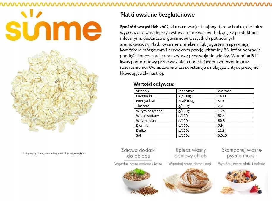 Płatki Owsiane Bezglutenowe 100% Naturalne 0,5 kg Płatki Owsiane Bezglutenowe 100% Naturalne 0,5 kg