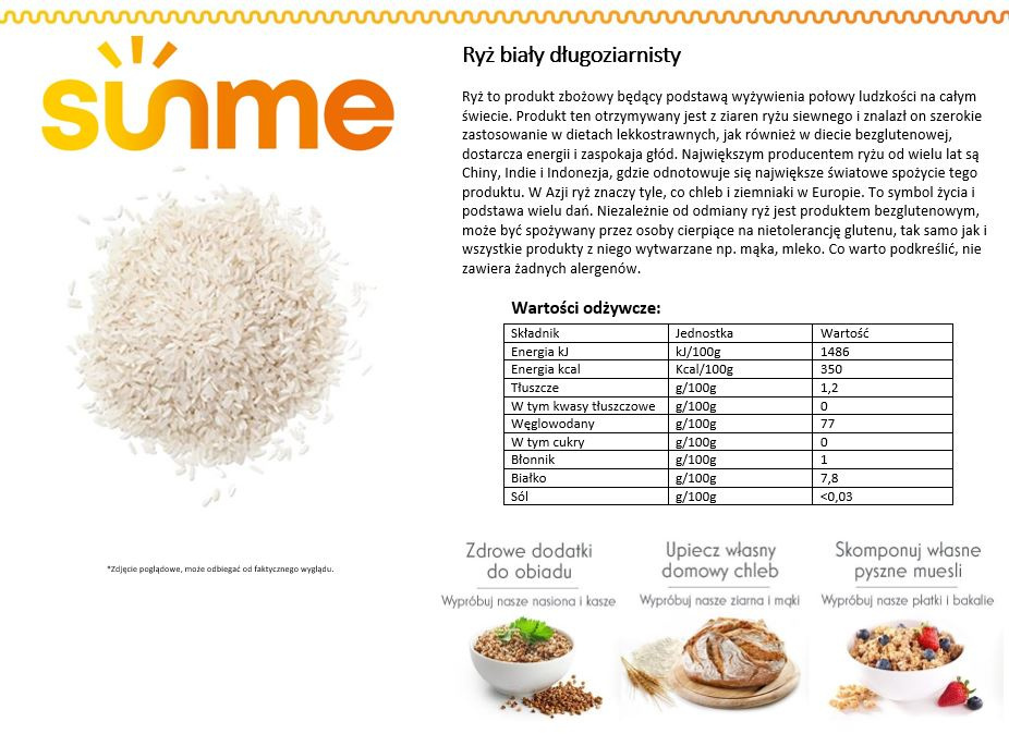 Ryż biały długoziarnisty 500 gram Ryż biały długoziarnisty 500 gram