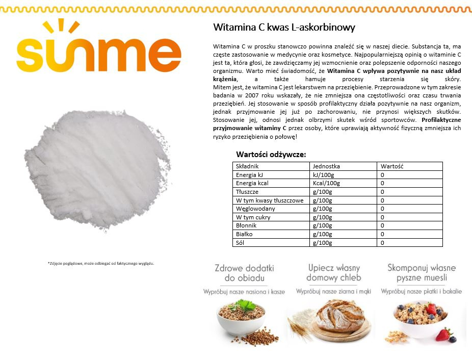 Witamina C w proszku, Kwas L-askorbinowy 250 gram Witamina C w proszku, Kwas L-askorbinowy 250 gram