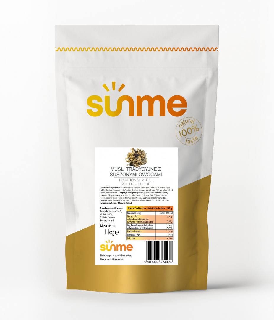 Musli tradycyjne z suszonymi owocami 1 kg Musli tradycyjne z suszonymi owocami 1 kg