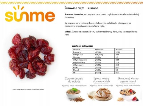 Żurawina Suszona cięta 250 g Żurawina Suszona cięta 250 g