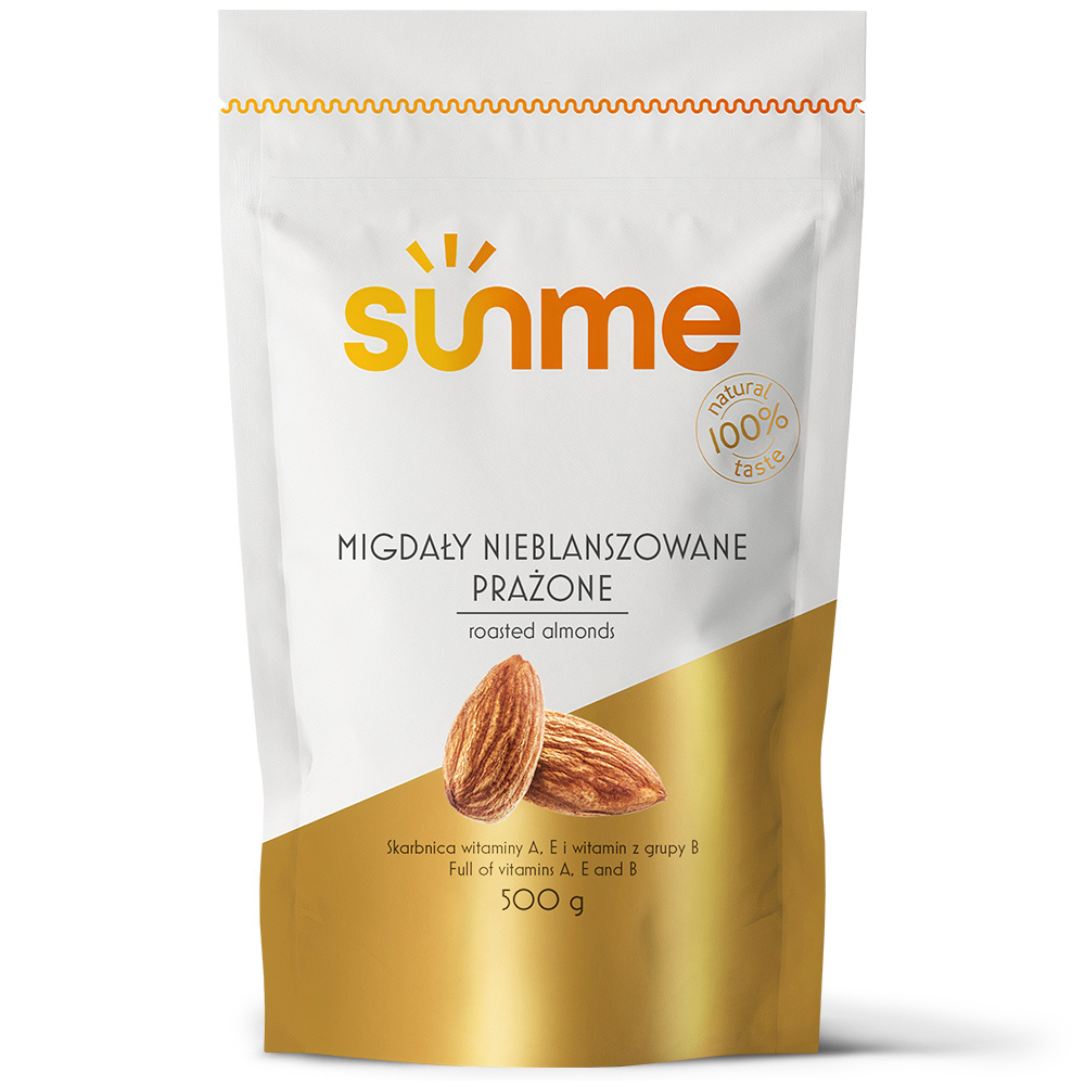 Migdały całe Nieblanszowane Prażone 500 gram Migdały całe Nieblanszowane Prażone 500 gram