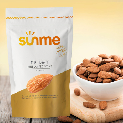 Migdały całe Nieblanszowane 250 gram Migdały całe Nieblanszowane 250 gram