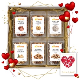 Sunme Zdrowy Zestaw Prezent na Walentynki dla zakochanych Orzechy w pudełku