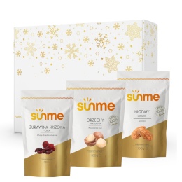 Zestaw Świąteczny Wyjątkowy Prezent Migdały łuskane, orzechy makadamia, żurawina suszona