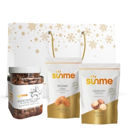 Zestaw Świąteczny Wyjątkowy Prezent Migdały łuskane, orzechy makadamia, nerkowiec słoik