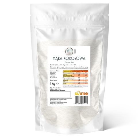 Sunme Mąka kokosowa 1 kg naturalna mąka kokosowa