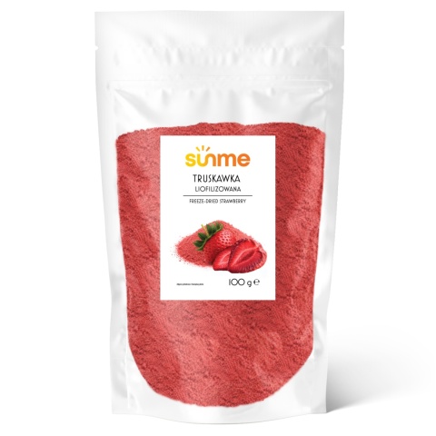 Sunme Truskawki liofilizowane proszek 100 g chrupiące owoce bez cukru
